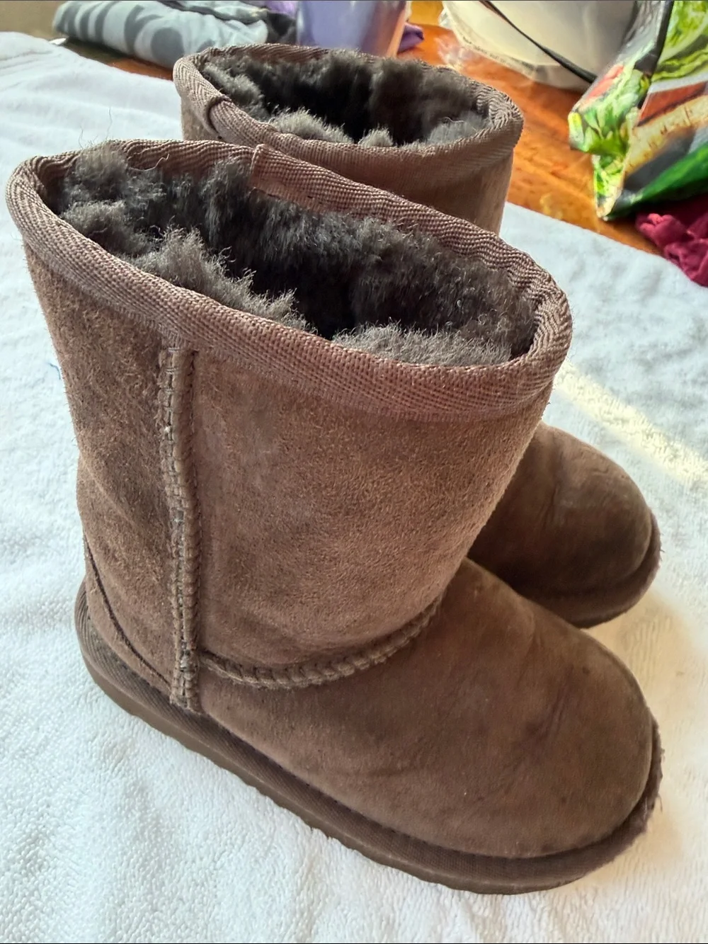 UGG Kids Brown Suede Shearling Boot